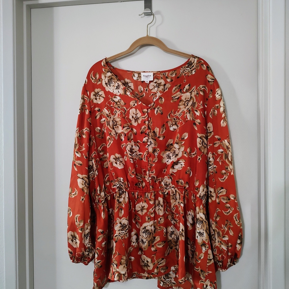 Floral Red Blouse